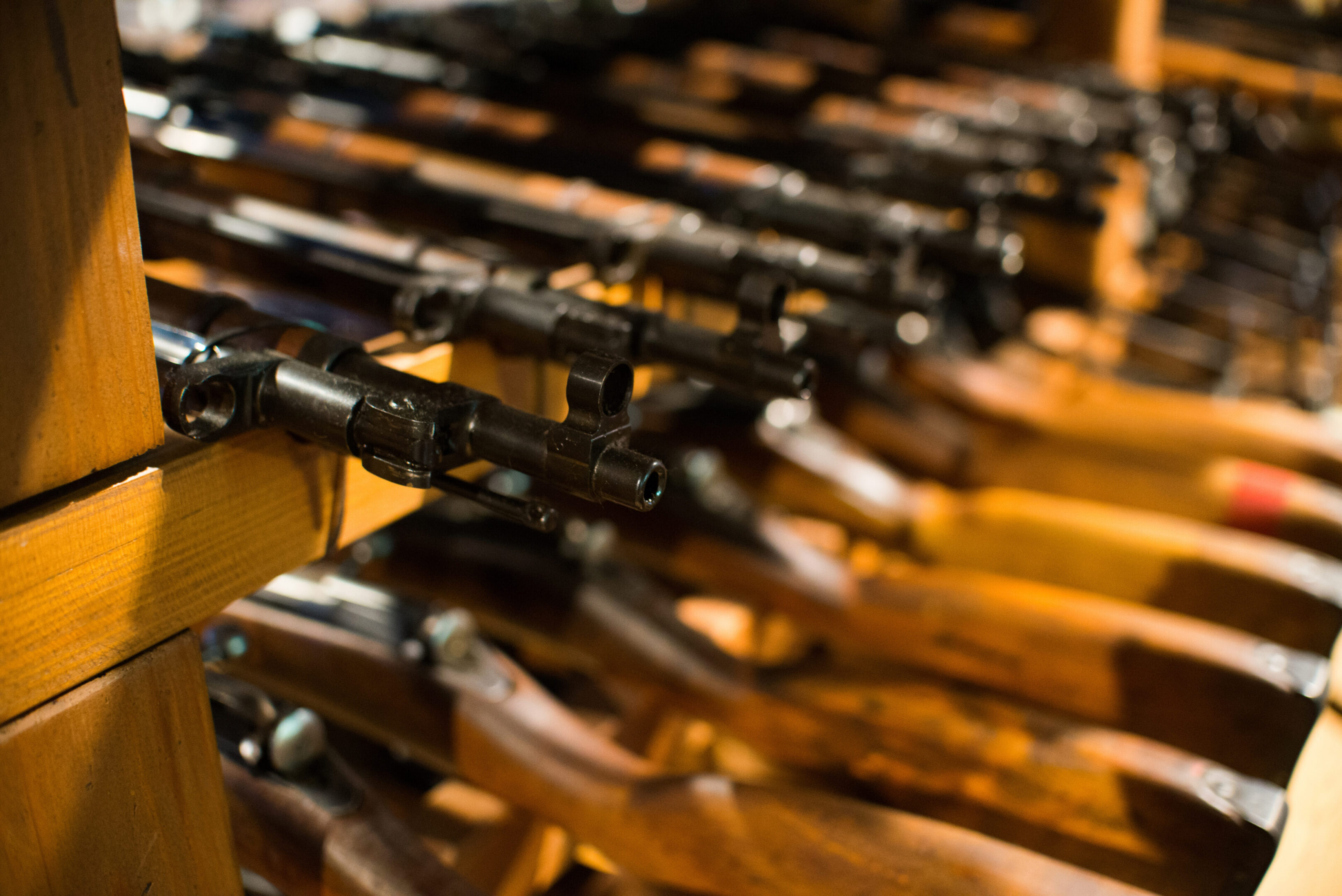 close up on vintage assault rifle